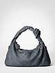 Плетеная серо-голубая сумка-хобо из мягкой кожи с винтажным эффектом  BE NICE