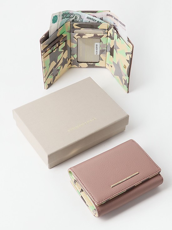 Компактный кошелек из натуральной пудрово-розовой кожи  Alessandro Beato