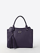 Фиолетовая классическая сумка из натуральной кожи с кисточками  Holy monday
