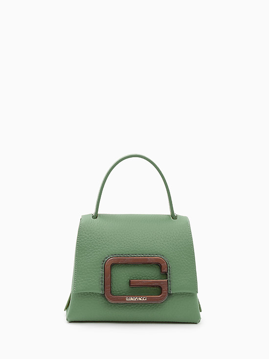 Небольшая кожаная сумка-сэтчел зеленого цвета  Gironacci