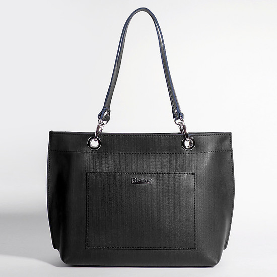 Классическая сумка-тоут из натуральной кожи в черном цвете  Richet