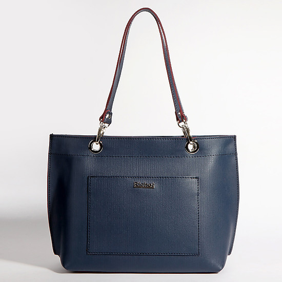 Классическая сумка-тоут из натуральной кожи в синем цвете  Richet