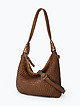 Коньячно-коричневая плетеная сумка-хобо из мягкой кожи с винтажным эффектом  BE NICE