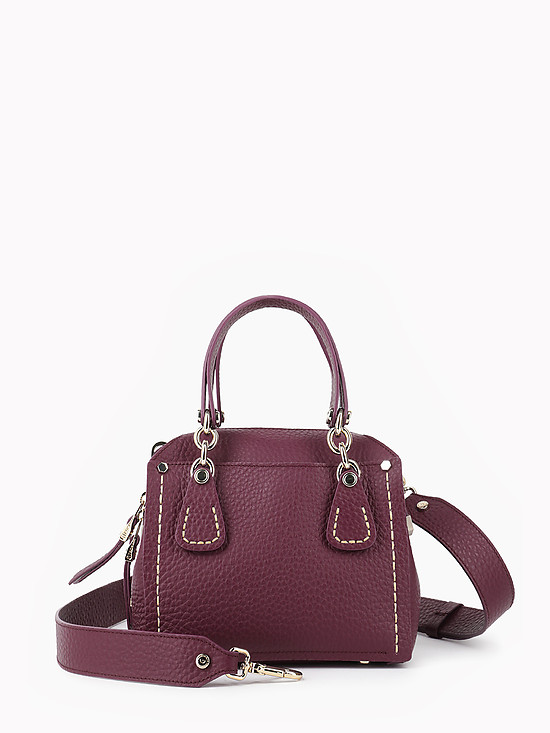 Небольшая сумочка-тоут бордового цвета из матовой мелкозернистой кожи  Gironacci