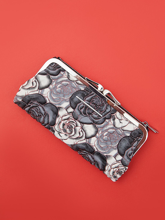 Бумажник из мягкой кожи в серых тонах с объемным тиснением букле в винтажном стиле  Alessandro Beato