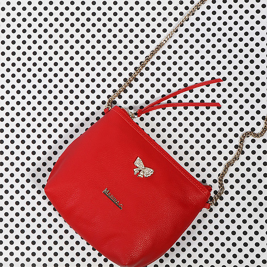 Красная сумочка из натуральной кожи с золотистым бантом  Marina Creazioni