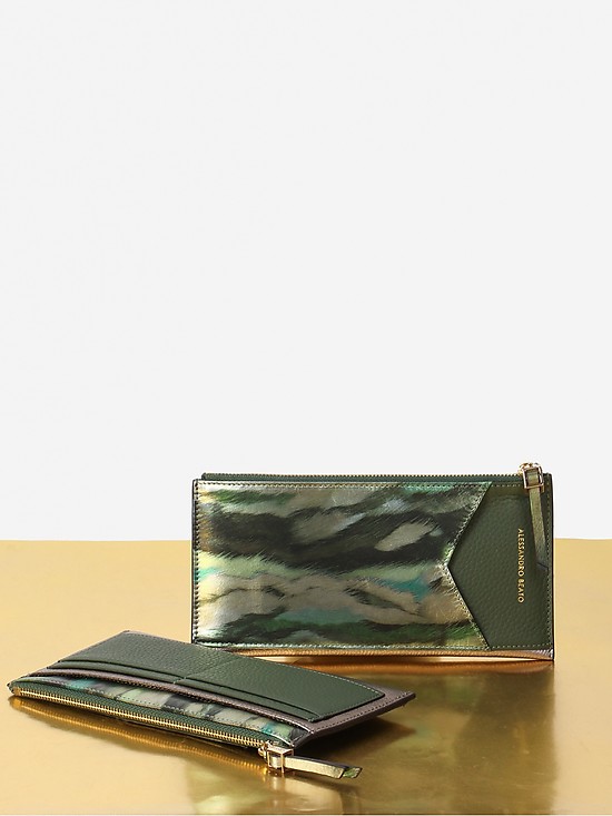 Тонкий кошелек из металлизированной кожи с принтом  Alessandro Beato