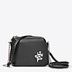 Черная кожаная сумочка кросс-боди миниатюрного размера с брошью  Richet