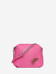 Мини-сумочка кросс-боди из яркой розовой кожи с брошью  Richet