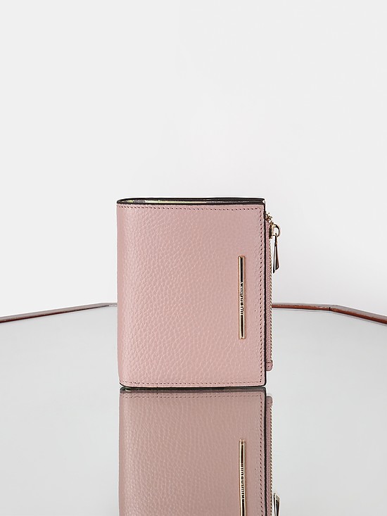 Небольшой кошелек с внешним карманом на молнии из пудрово-розовой кожи  Alessandro Beato
