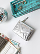Небольшой кошелек с внешним карманом на молнии из серебристой кожи с узорной строчкой  Alessandro Beato
