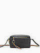 Базовая сумочка кросс-боди из мягкой черной кожи с серо-бежевыми деталями  Folle