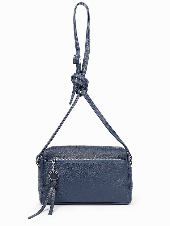 Базовая сумочка кросс-боди из мягкой синей кожи  Folle