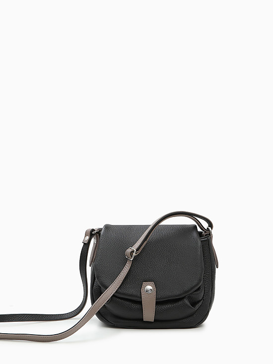Мягкая кожаная сумочка в стиле кэжуал черного цвета  Folle