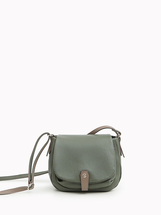 Мягкая кожаная сумочка в стиле кэжуал зеленого цвета  Folle