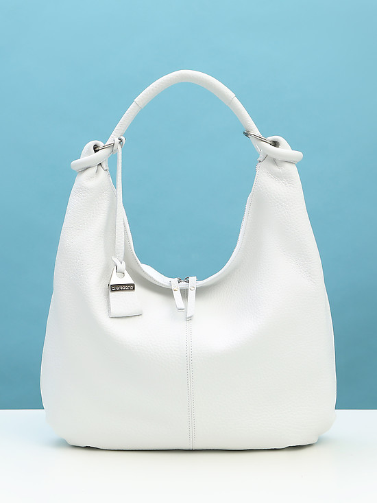 Белая сумка-хобо из мягкой  кожи  Di Gregorio