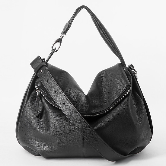 Черная двусторонняя сумка из мягкой мелкозернистой кожи  KELLEN