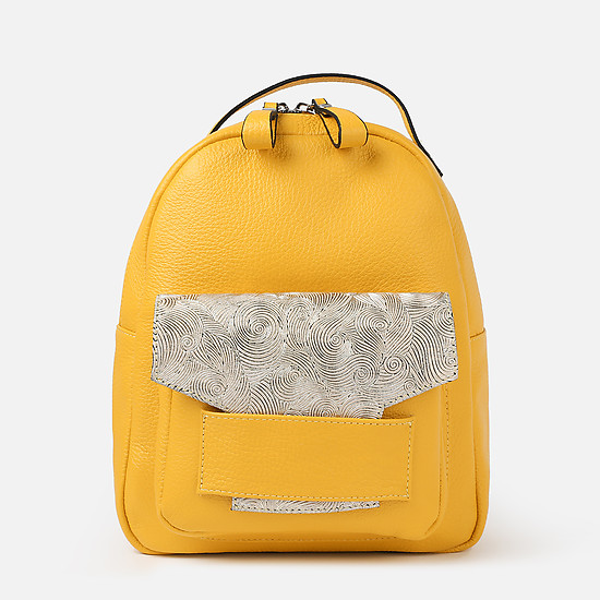 Желтый кожаный рюкзак со вставкой  Richet