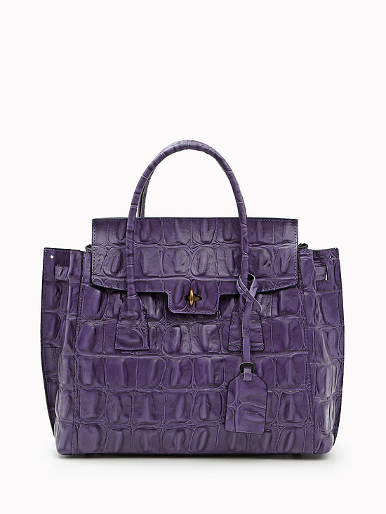 Фиолетовая сумка-тоут из кожи под крокодила  BE NICE
