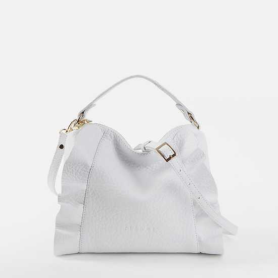 Белая сумка-хобо из мягкой кожи с драпировкой  Richet
