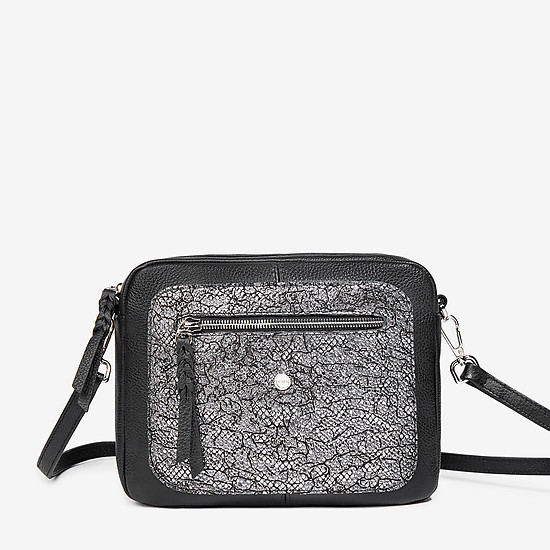 Черная кожаная сумочка кросс-боди небольшого размера со вставкой  Richet