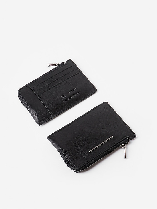 Черный кожаный кошелек для мелочи  Alessandro Beato