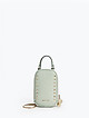 Мятная кожаная микро-сумочка для телефона FUNNY STUDS в стиле глэм-рок  Cromia