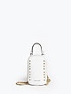 Белая кожаная микро-сумочка для телефона FUNNY STUDS в стиле глэм-рок  Cromia