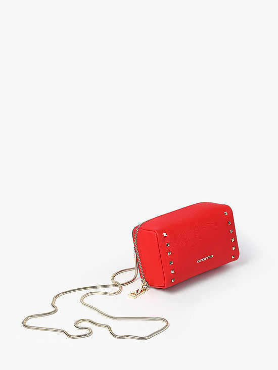 Красная кожаная микро-сумочка - клатч FUNNY STUDS в стиле глэм-рок  Cromia