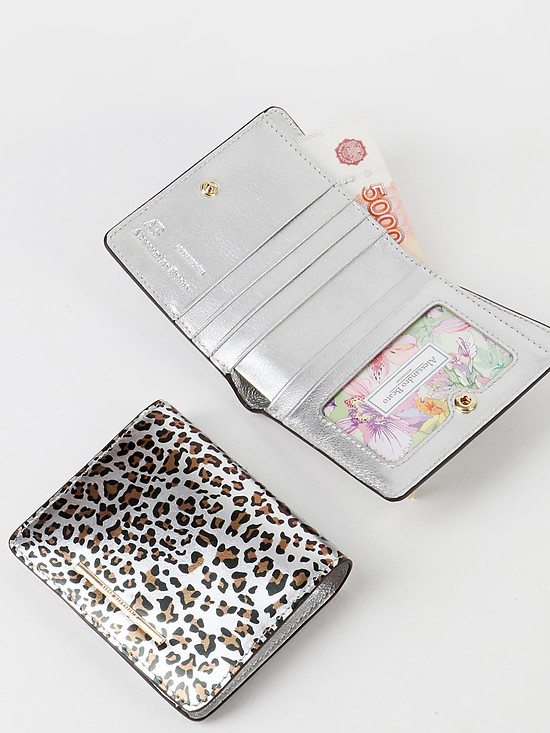 Серебристый кошелек с леопардовым принтом  Alessandro Beato