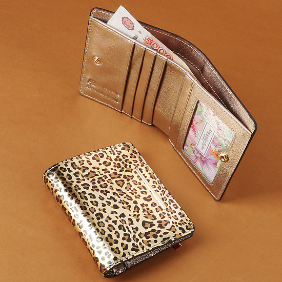 Золотистый кошелек с леопардовым принтом  Alessandro Beato