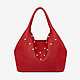 Красная кожаная сумка-хобо с жемчугом  Richet