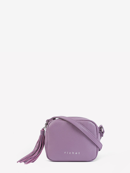 Маленькая кожаная сумочка кросс-боди фиолетового цвета с кисточкой  Richet