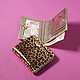 Золотистый кожаный мини-кошелек с леопардовым принтом  Alessandro Beato