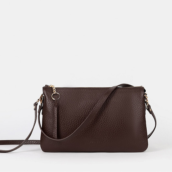 Базовая сумочка-клатч из мягкой коричневой кожи с комплектом ремешков  Folle