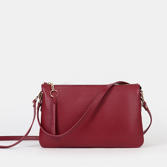 Темно-красная базовая сумочка-клатч из мягкой кожи с комплектом ремешков  Folle