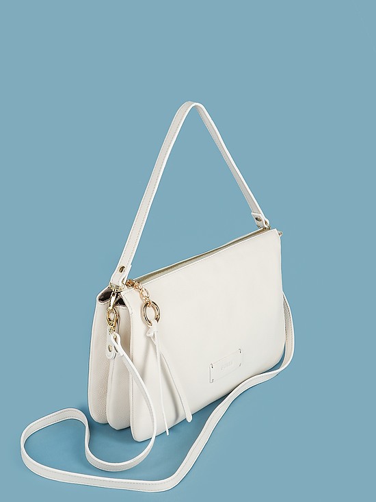 Базовая сумочка-клатч из мелкозернистой белой кожи с комплектом ремешков  Folle