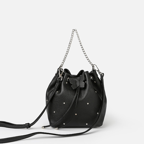 Черная кожаная сумочка-мешок  Richet