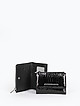 Небольшой черный кошелек из лаковой кожи по рептилию с внешним карманом на молнии  Alessandro Beato