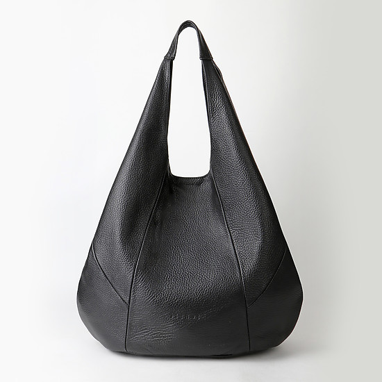 Черная сумка-шоппер из мягкой кожи  Richet