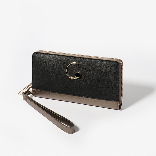 Бронзовый бумажник-клатч из сафьяновой кожи на молнии  Cromia