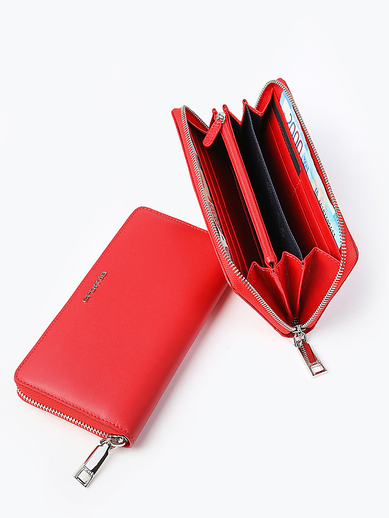 Красный бумажник из гладкой кожи на молнии  Cromia