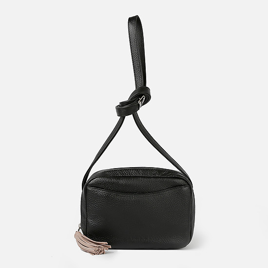 Черная кожаная сумочка-кросс-боди с контрастной кисточкой  Richet