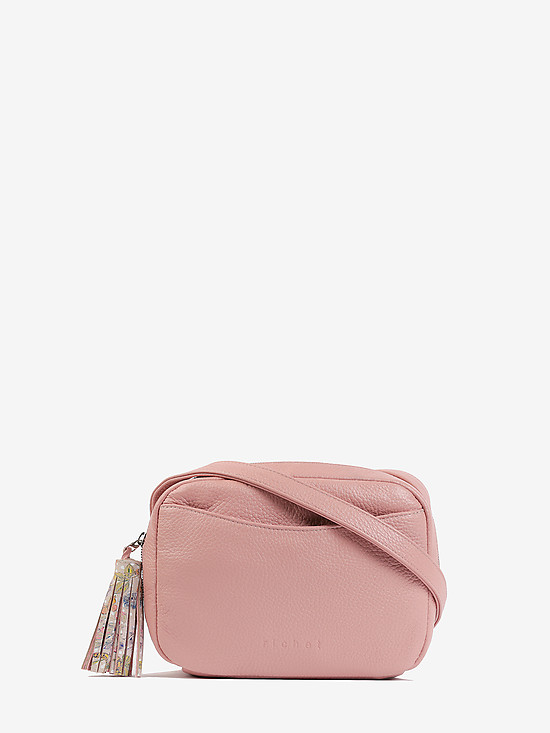Светло-розовая кожаная сумочка-кросс-боди с контрастной кисточкой  Richet