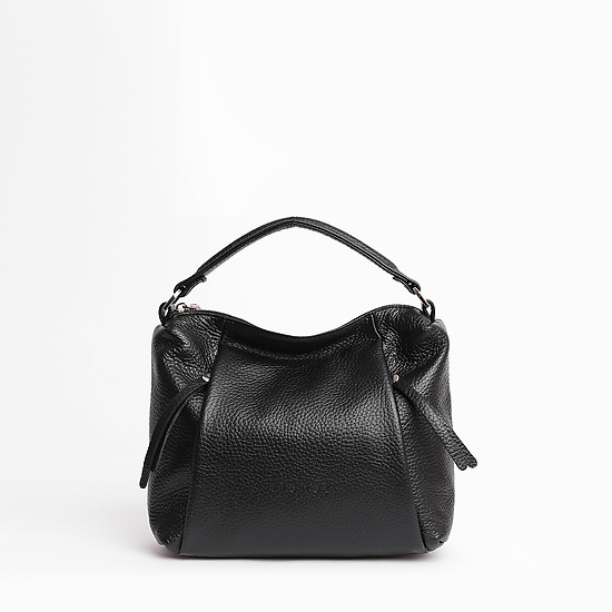 Небольшая мягкая сумочка из натуральной мелкозернистой кожи черного цвета  Richet
