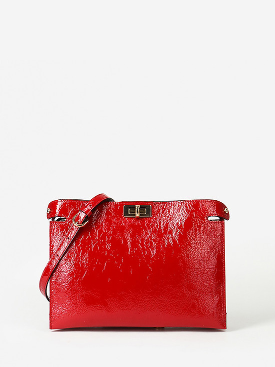 Прямоугольная сумочка кросс-боди из красной лаковой кожи  Gianni Notaro