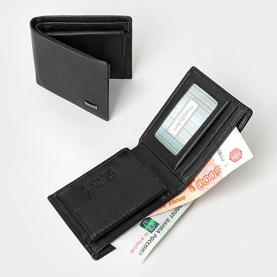 Черный компактный кошелек из зернистой кожи  Alessandro Beato