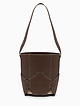 Коричневая кожаная сумка-ведерко с текстильной косметичкой  Ivory