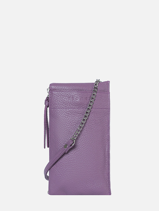 Фиолетовая кожаная микро-сумочка на шею  Richet