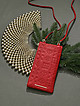 Красный кошелек-сумочка с ремешком на шею из крупнозернистой кожи с объемным тиснением  Alessandro Beato